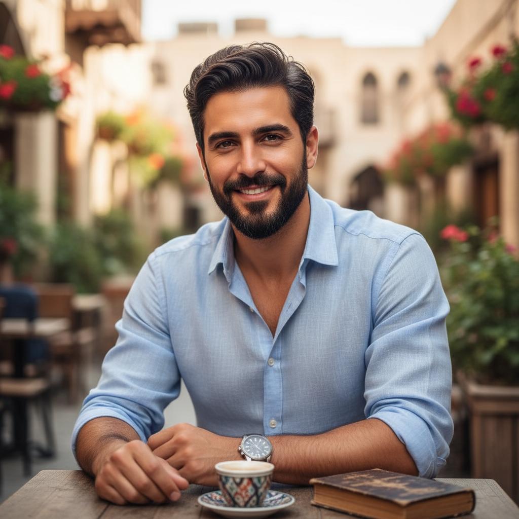 Sophisticated man at café